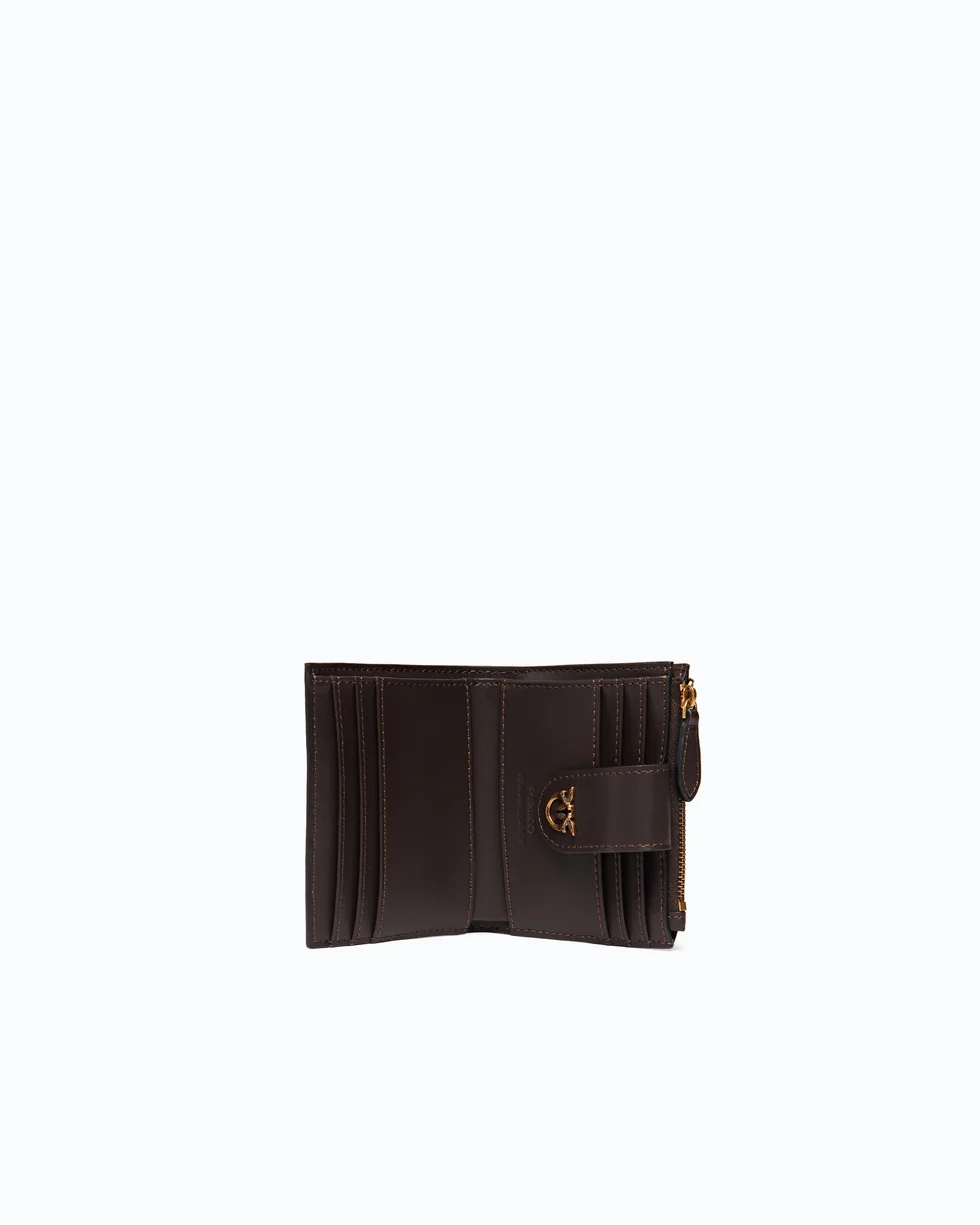 Portafoglio piccolo in pelle liscia con logo 103610A0F1 M12Q PINKO Marrone-mascara antique 