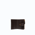 Portafoglio piccolo in pelle liscia con logo 103610A0F1 M12Q PINKO Marrone-mascara antique 