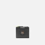 Portafoglio piccolo in pelle liscia con logo 103610A0F1 Z99Q PINKO Nero-antigue gold 