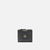 Portafoglio piccolo in pelle liscia con logo 103610A0F1 Z99Q PINKO Nero-antigue gold 