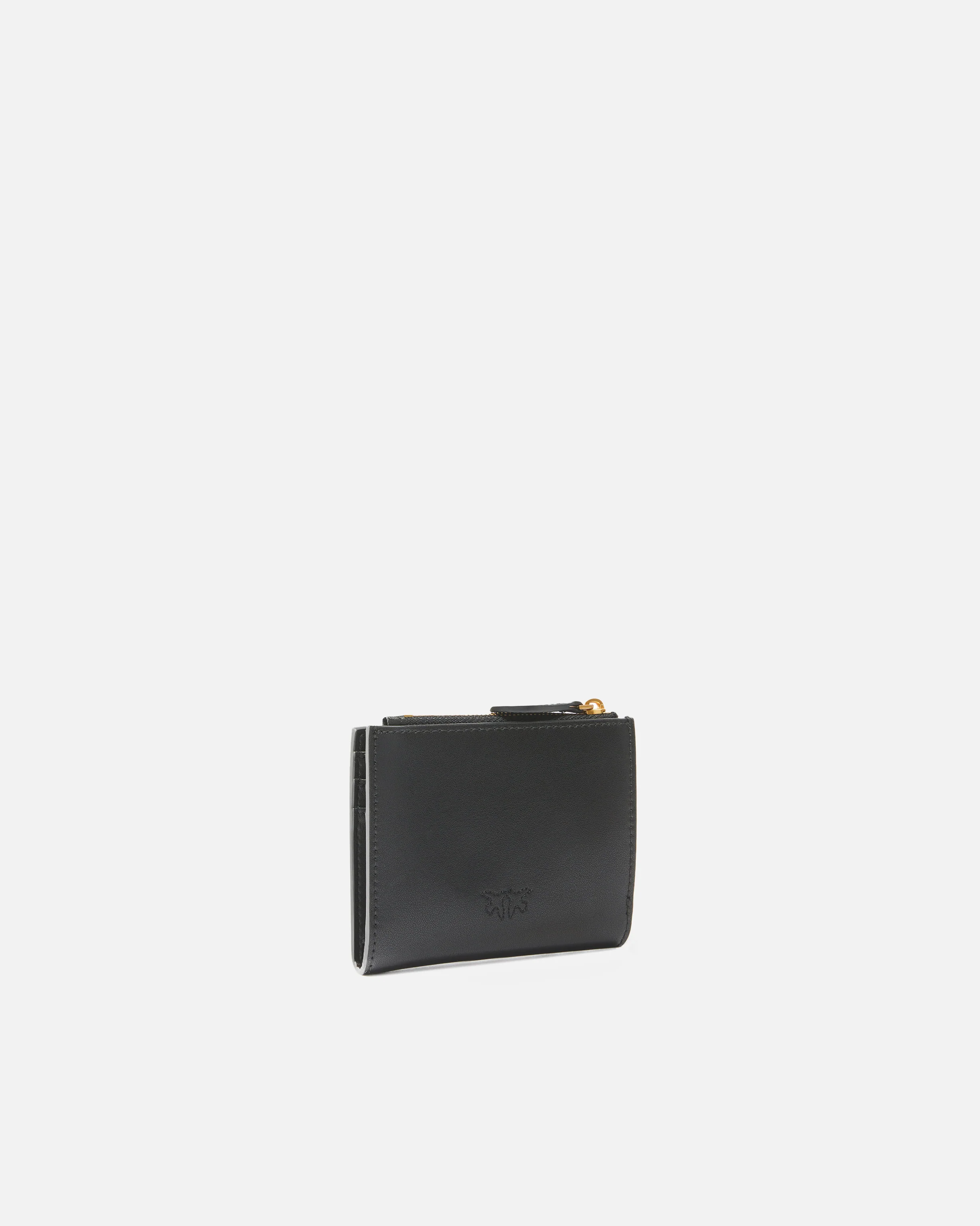 Portafoglio piccolo in pelle liscia con logo 103610A0F1 Z99Q PINKO Nero-antigue gold 