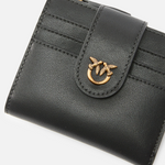 Portafoglio piccolo in pelle liscia con logo 103610A0F1 Z99Q PINKO Nero-antigue gold 
