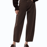 Pantaloni barrel fit in bull denim 103857A3KU L72 PINKO Marrone testa moro 