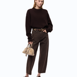 Pantaloni barrel fit in bull denim 103857A3KU L72 PINKO Marrone testa moro 