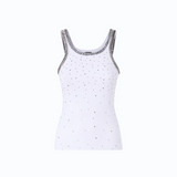 Top a costine con ricami gioiello 104109A3J4 Z04 PINKO Bianco brill. 