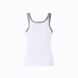 Top a costine con ricami gioiello 104109A3J4 Z04 PINKO Bianco brill. 