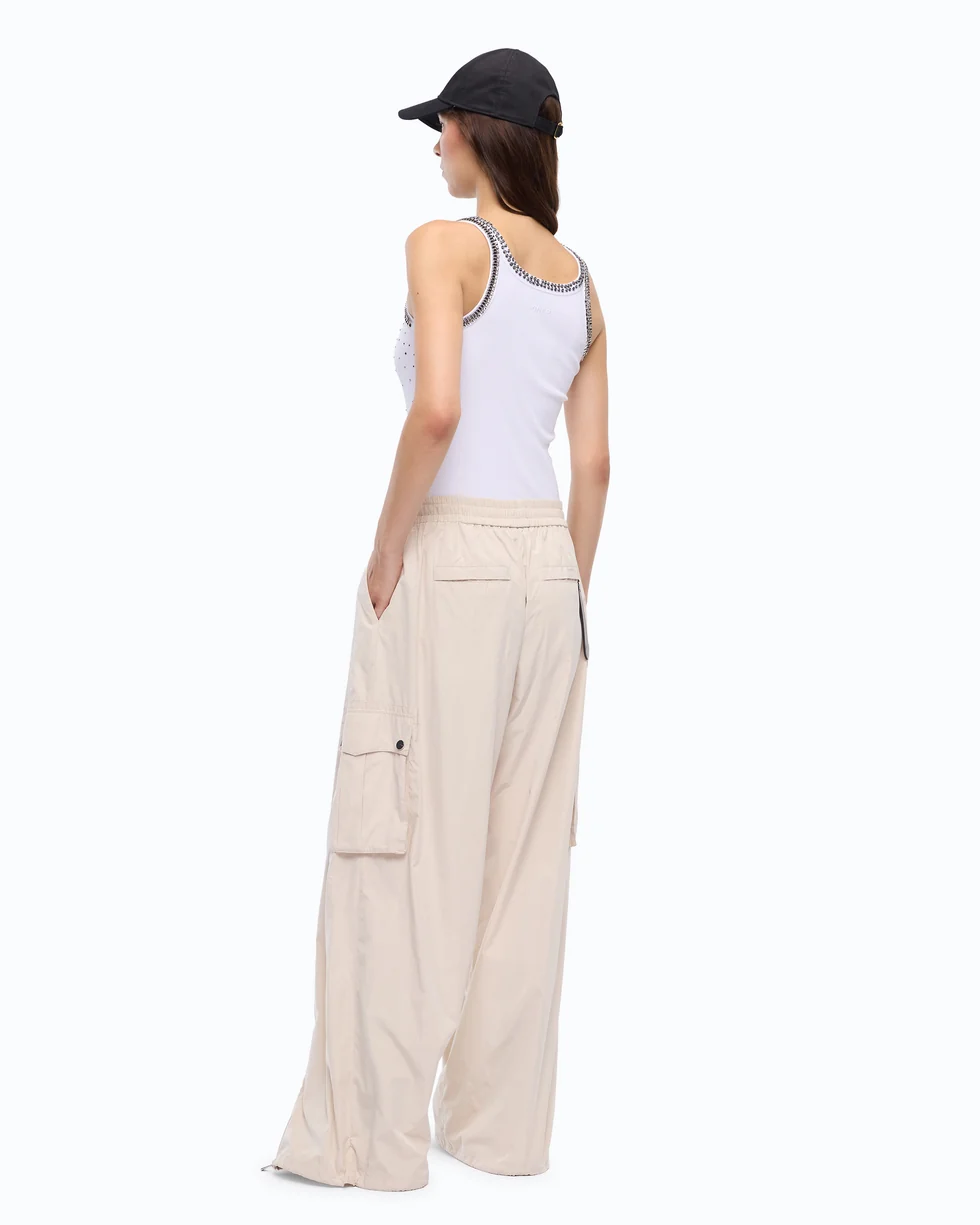Top a costine con ricami gioiello 104109A3J4 Z04 PINKO Bianco brill. 