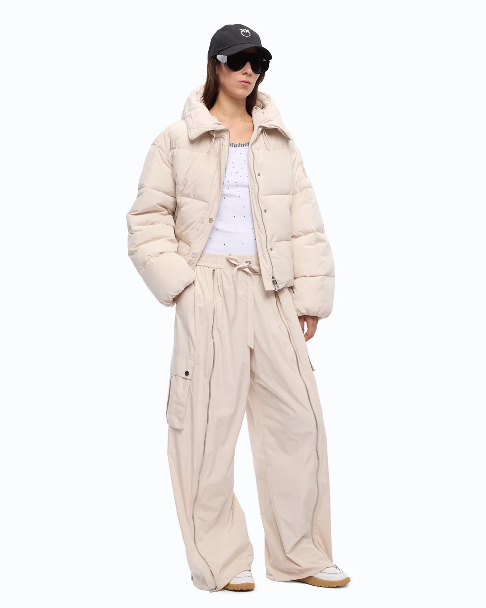 Top a costine con ricami gioiello 104109A3J4 Z04 PINKO Bianco brill. 