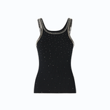 Top a costine con ricami gioiello 104109A3J4 Z99 PINKO Nero limousine 