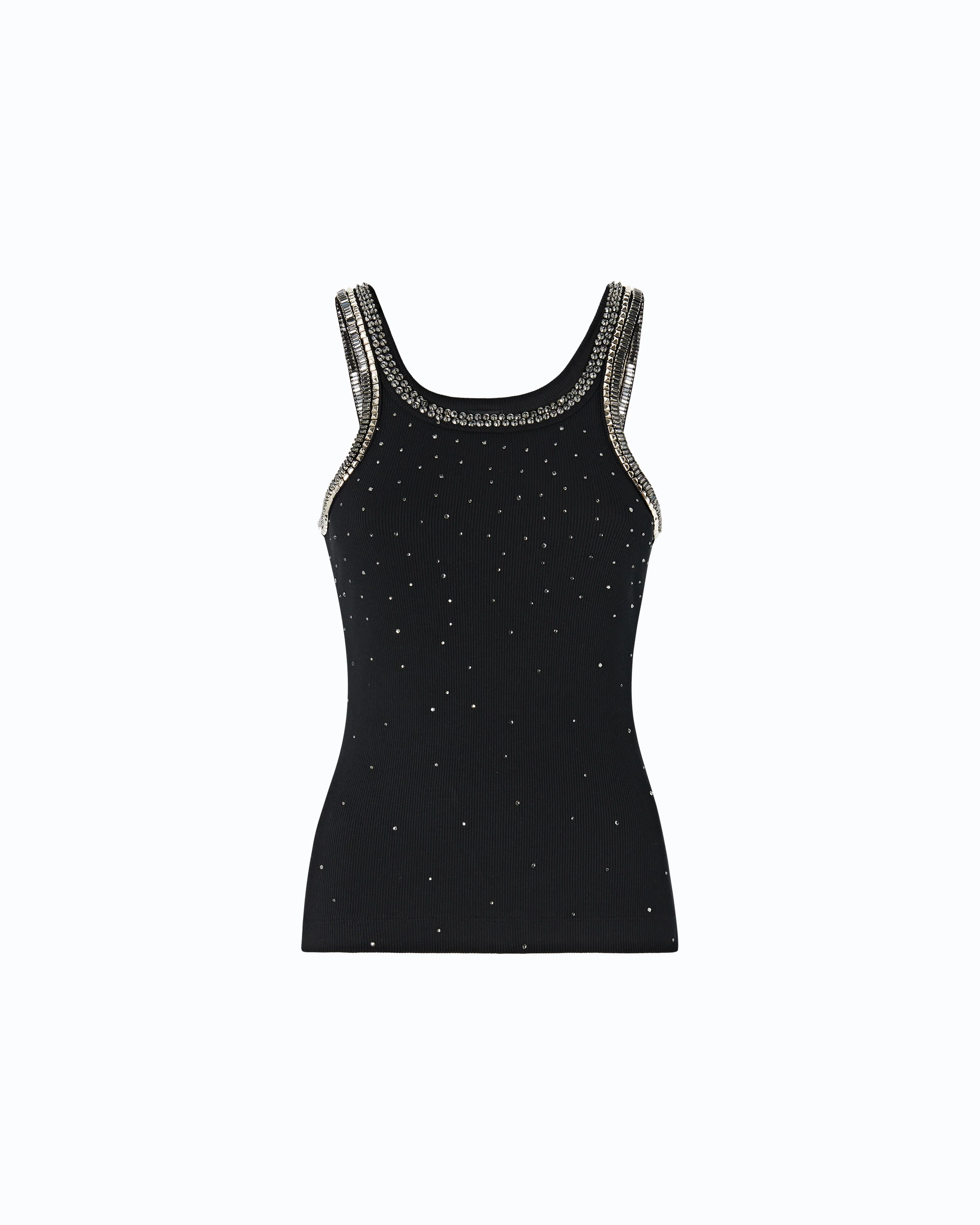 Top a costine con ricami gioiello 104109A3J4 Z99 PINKO Nero limousine 