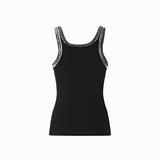 Top a costine con ricami gioiello 104109A3J4 Z99 PINKO Nero limousine 