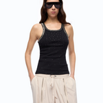 Top a costine con ricami gioiello 104109A3J4 Z99 PINKO Nero limousine 