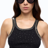 Top a costine con ricami gioiello 104109A3J4 Z99 PINKO Nero limousine 