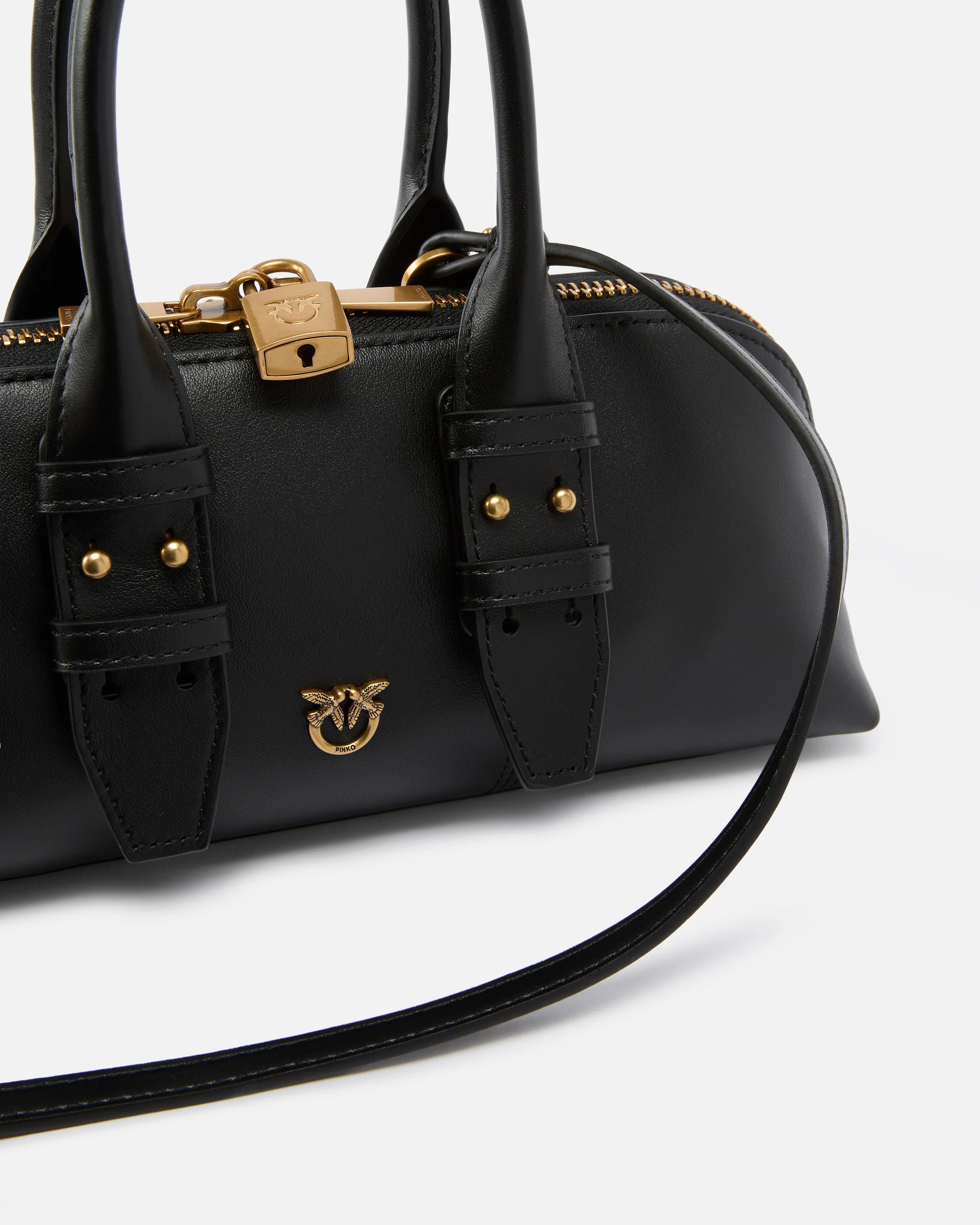 Borsa piccola a mano in pelle 105334A0QO Z99Q PINKO Nero-antique gold 
