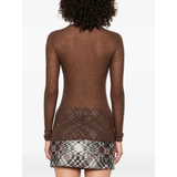 Maglia girocollo con paillettes 105398A2PM L73 PINKO Marrone oliva 