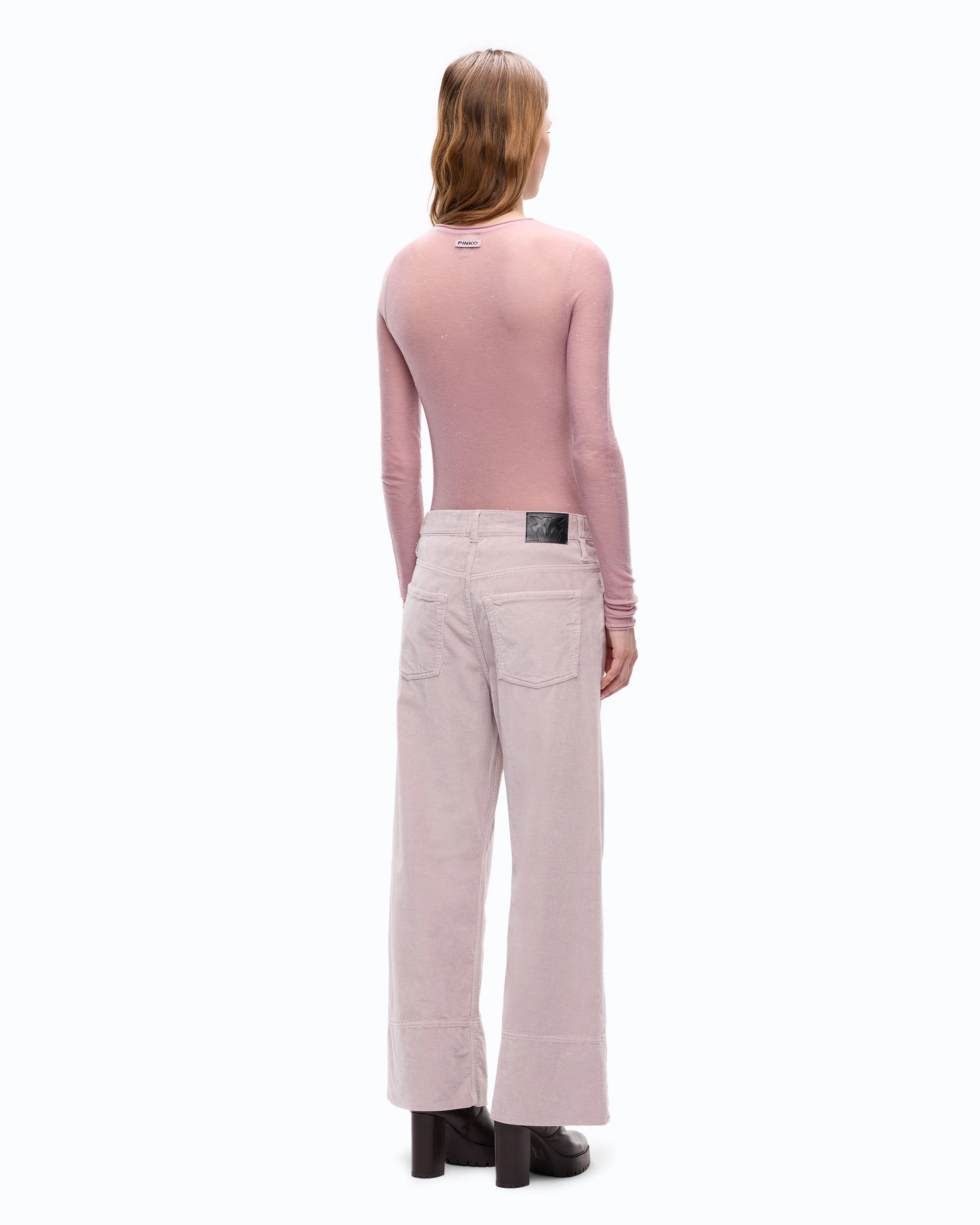 Maglia girocollo con paillettes 105398A2PM O06 PINKO Viola ghiaccio 