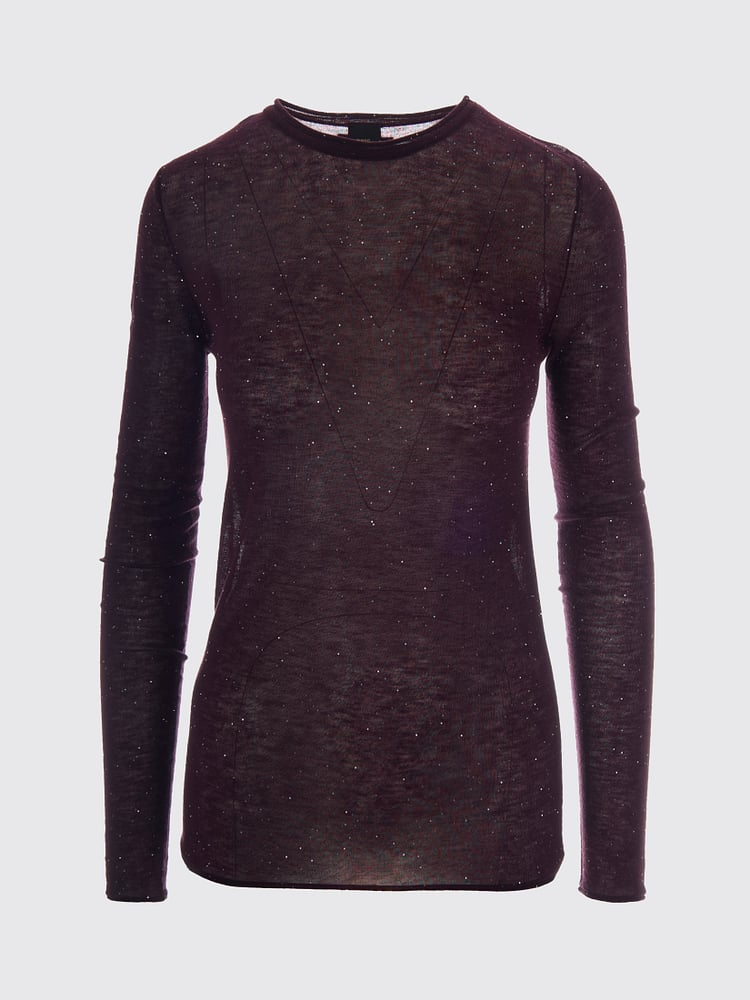 Maglia girocollo con paillettes 105398A2PM W63 PINKO Viola prugna perfetto 