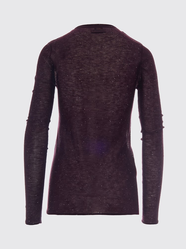 Maglia girocollo con paillettes 105398A2PM W63 PINKO Viola prugna perfetto 