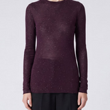 Maglia girocollo con paillettes 105398A2PM W63 PINKO Viola prugna perfetto 