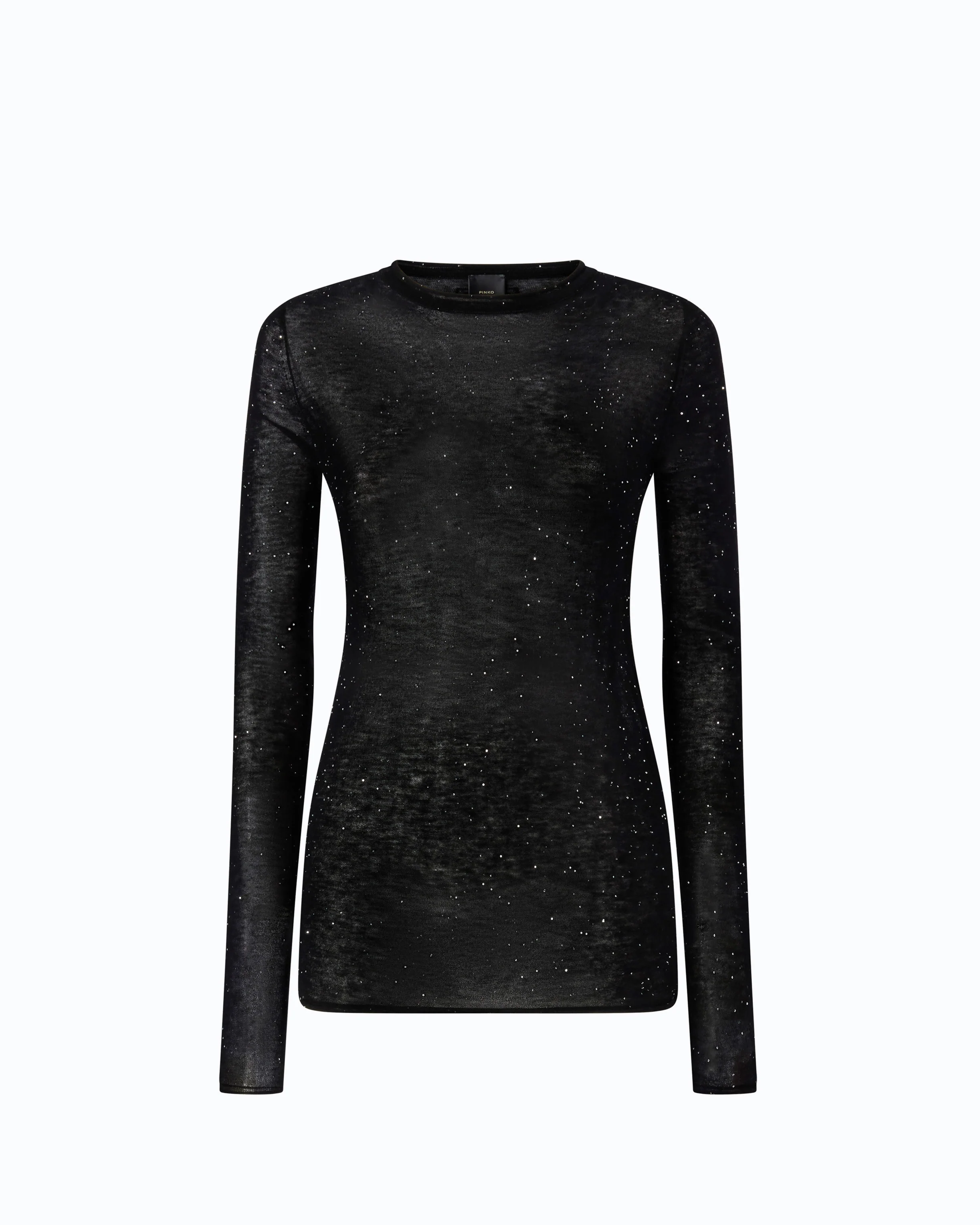 Maglia girocollo con paillettes 105398A2PM Z99 PINKO Nero limousine 