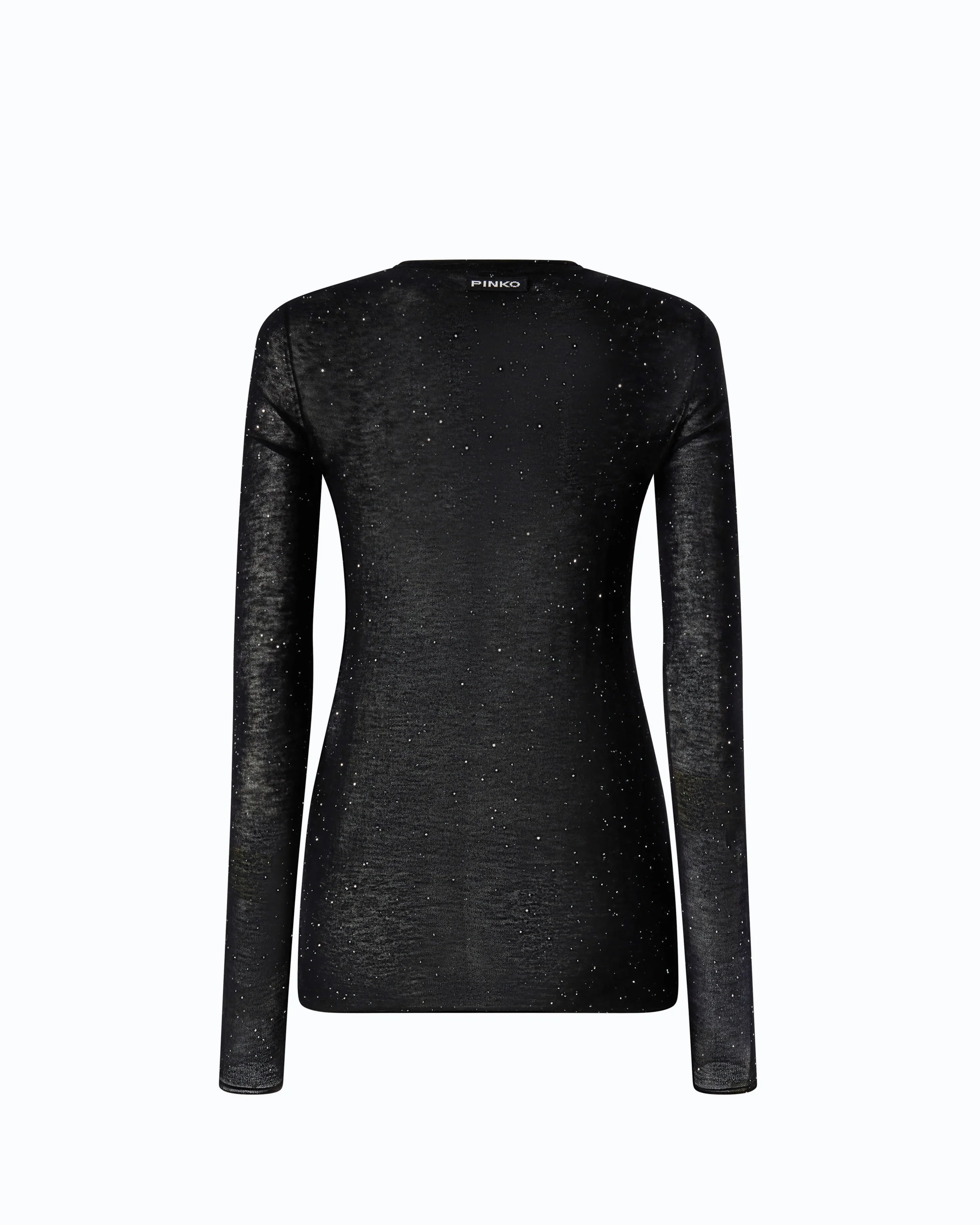Maglia girocollo con paillettes 105398A2PM Z99 PINKO Nero limousine 