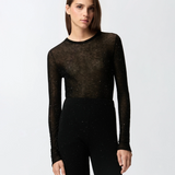 Maglia girocollo con paillettes 105398A2PM Z99 PINKO Nero limousine 