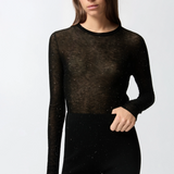 Maglia girocollo con paillettes 105398A2PM Z99 PINKO Nero limousine 