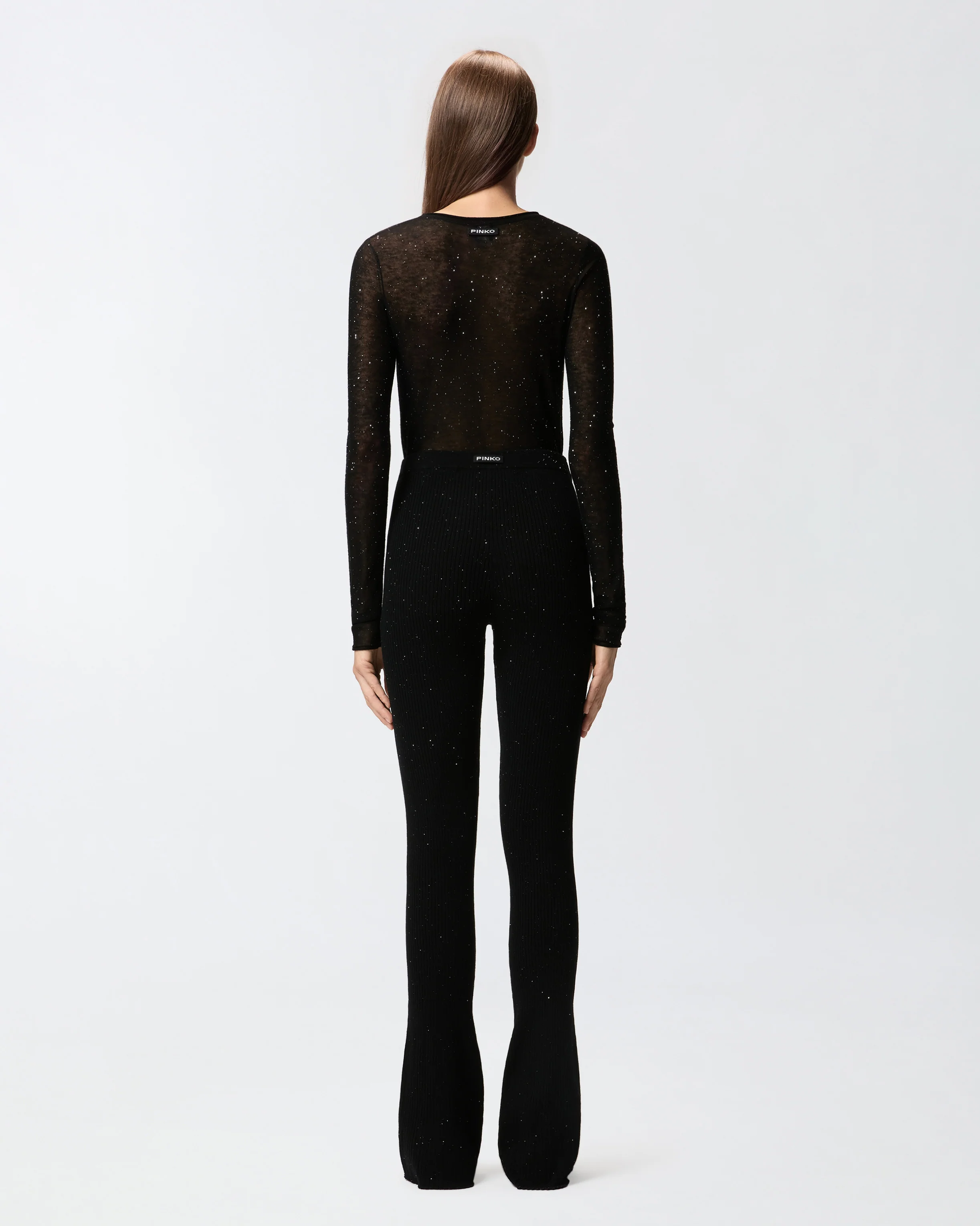 Maglia girocollo con paillettes 105398A2PM Z99 PINKO Nero limousine 