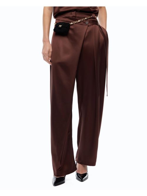 Pantaloni in satin a portafoglio 105570A3GB L86 PINKO Ciocc. amaro 