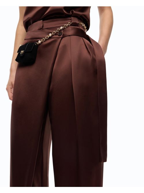 Pantaloni in satin a portafoglio 105570A3GB L86 PINKO Ciocc. amaro 