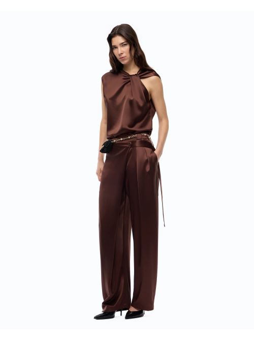 Pantaloni in satin a portafoglio 105570A3GB L86 PINKO Ciocc. amaro 