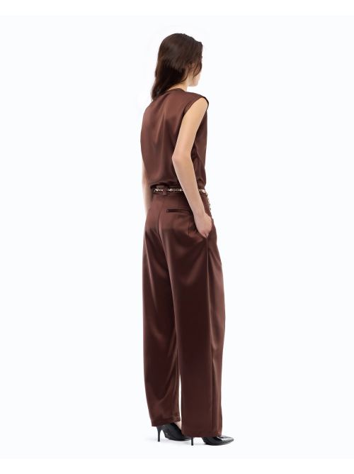 Pantaloni in satin a portafoglio 105570A3GB L86 PINKO Ciocc. amaro 