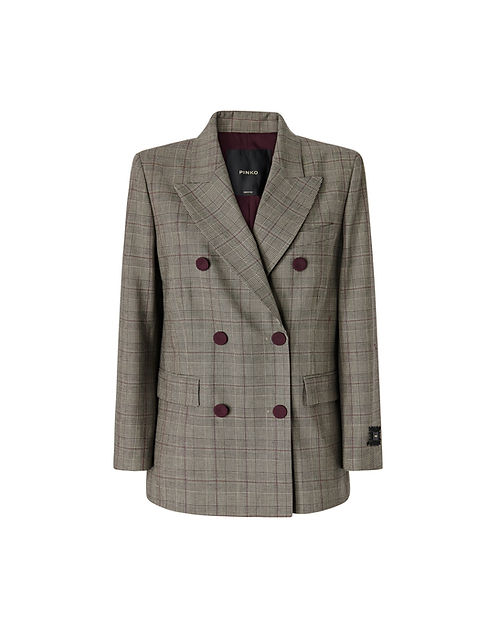 Giacca doppiopetto 105617A3FF CYZ PINKO Beige/bordeaux/nero 