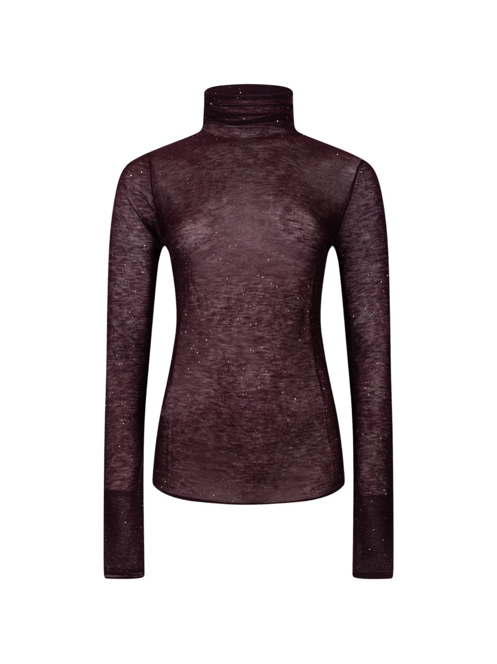 Maglia aderente a collo alto con micro paillettes 105821A2PM W63 PINKO Viola prugna perfetto 