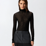 Maglia aderente a collo alto con micro paillettes 105821A2PM Z99 PINKO Nero limousine 