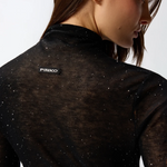 Maglia aderente a collo alto con micro paillettes 105821A2PM Z99 PINKO Nero limousine 