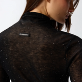 Maglia aderente a collo alto con micro paillettes 105821A2PM Z99 PINKO Nero limousine 