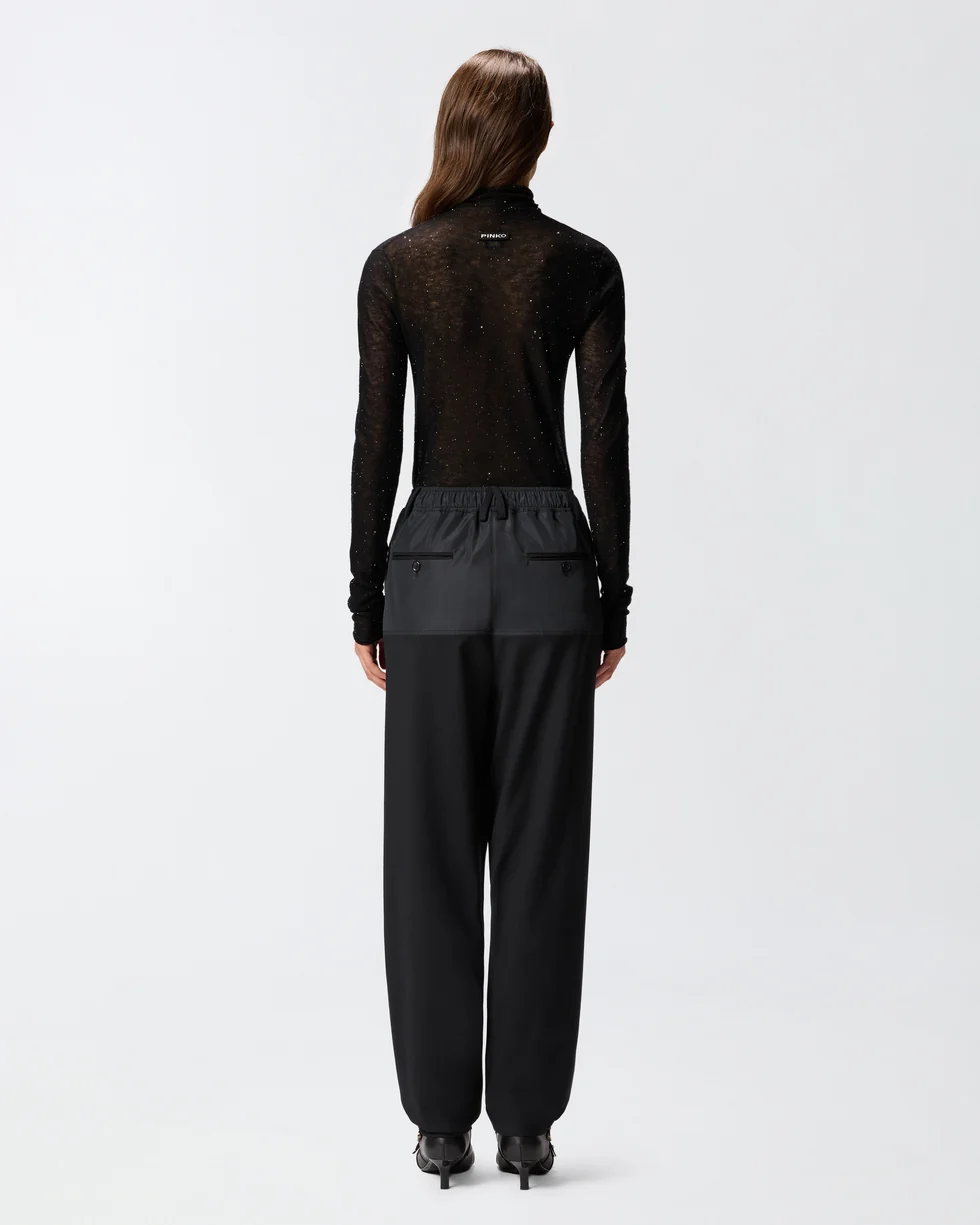 Maglia aderente a collo alto con micro paillettes 105821A2PM Z99 PINKO Nero limousine 