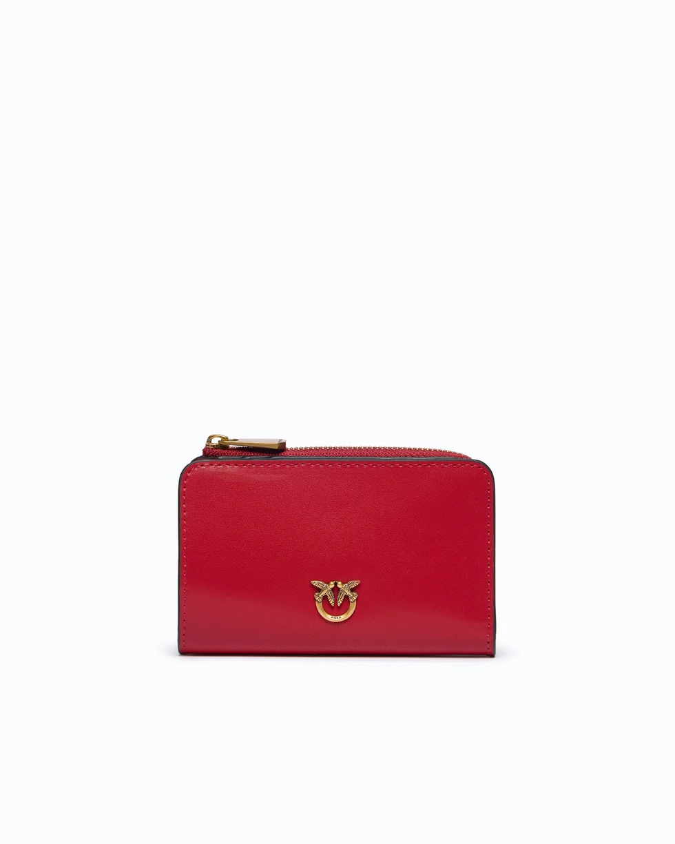 Portafoglio mini in pelle 106206A0F1 R59Q PINKO Rosso rio antique gold 