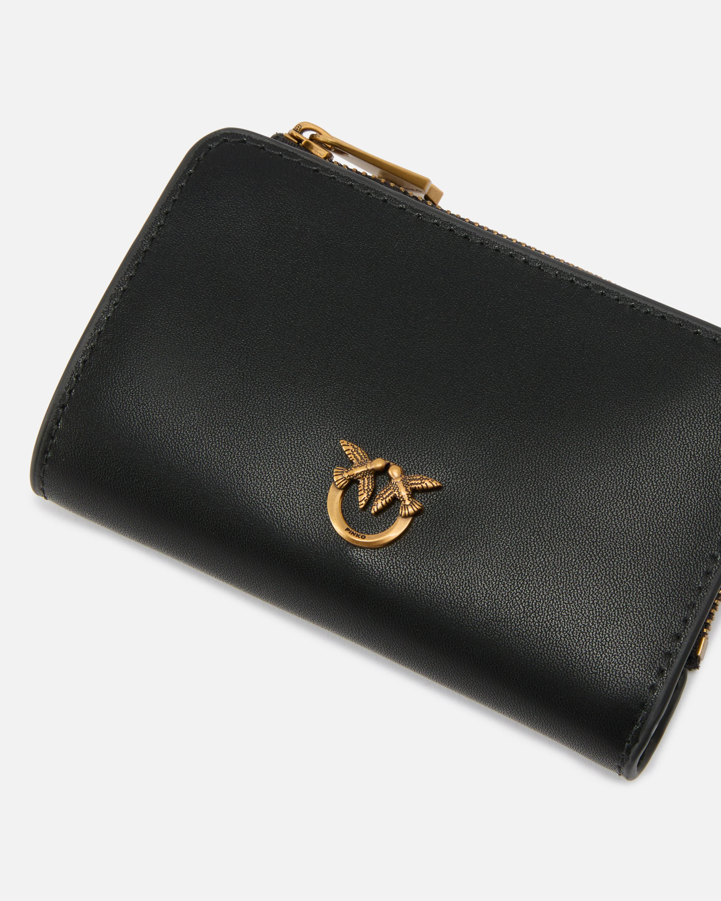 Portafoglio mini in pelle 106206A0F1 Z99Q PINKO Nero-antique gold 