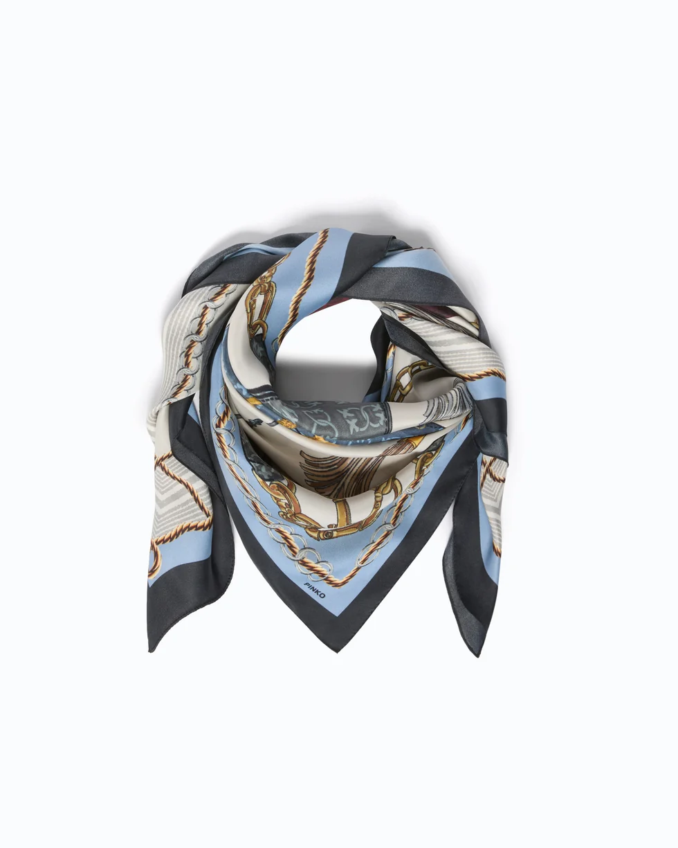 Foulard con stampa borse 106656A39L ZEA PINKO Mult.nero/azzurro 