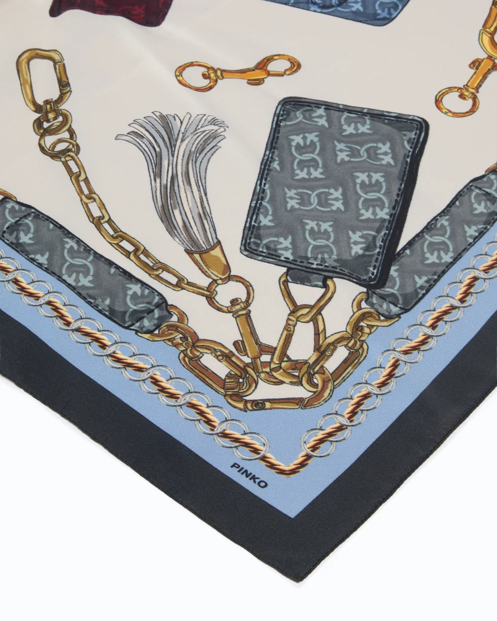 Foulard con stampa borse 106656A39L ZEA PINKO Mult.nero/azzurro 