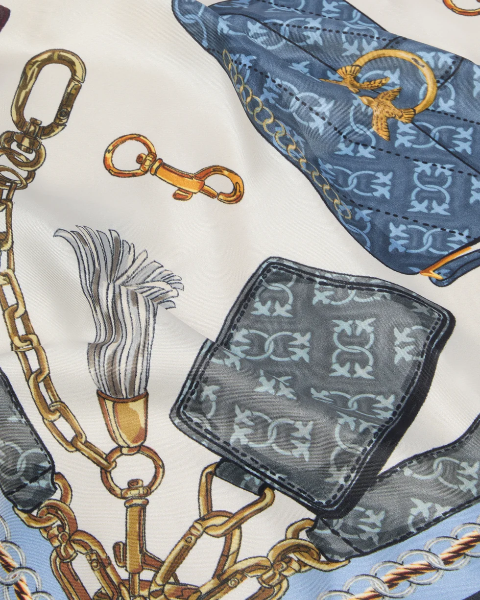 Foulard con stampa borse 106656A39L ZEA PINKO Mult.nero/azzurro 