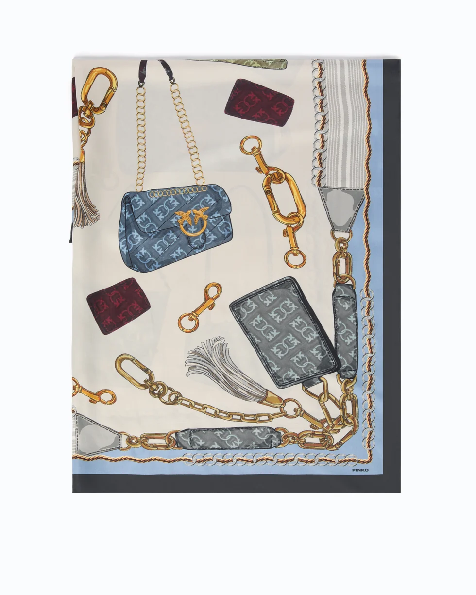 Foulard con stampa borse 106656A39L ZEA PINKO Mult.nero/azzurro 