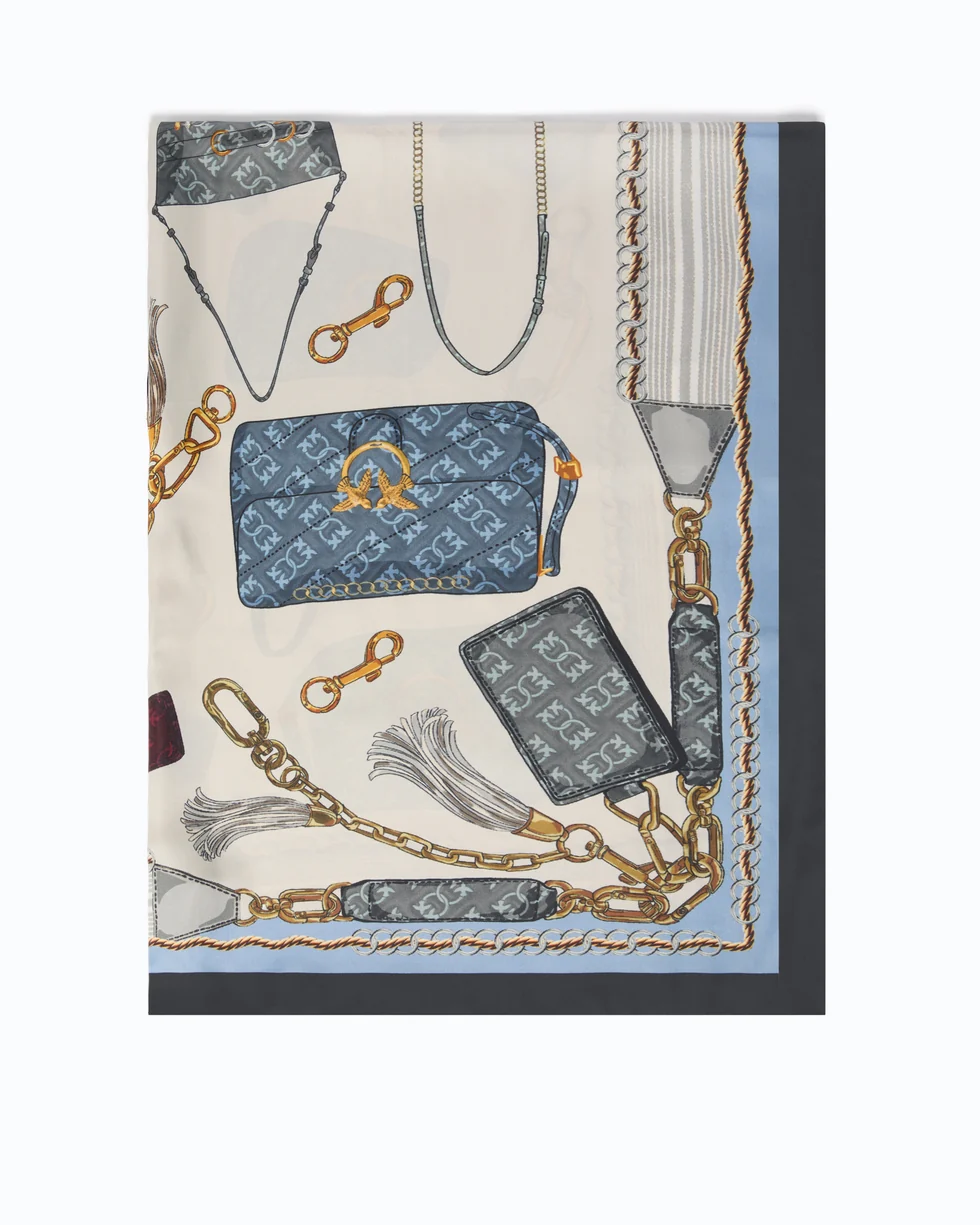 Foulard con stampa borse 106656A39L ZEA PINKO Mult.nero/azzurro 