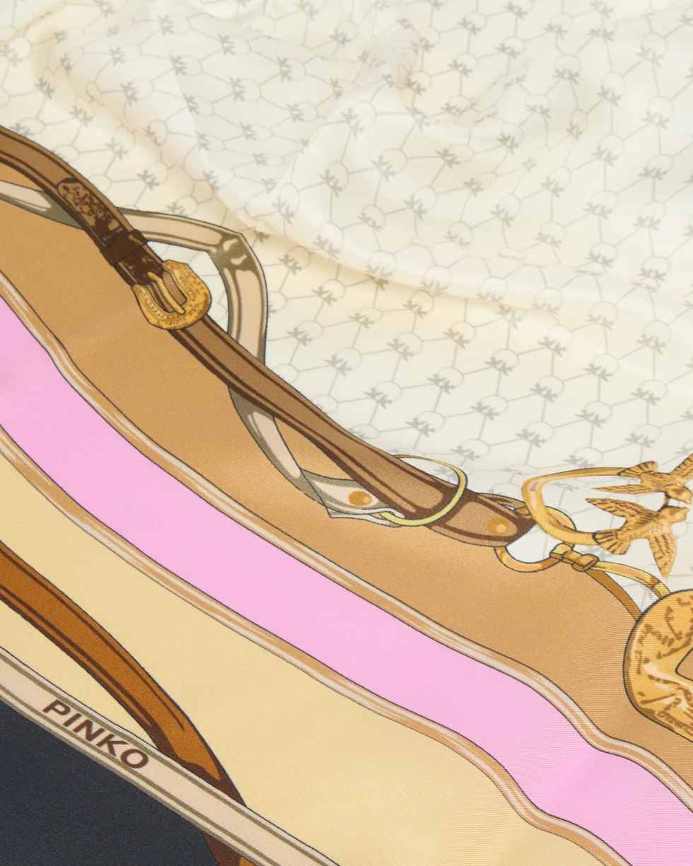 Foulard con stampa multicolor 106656A39N ZC8 PINKO Mult. nero/beige 