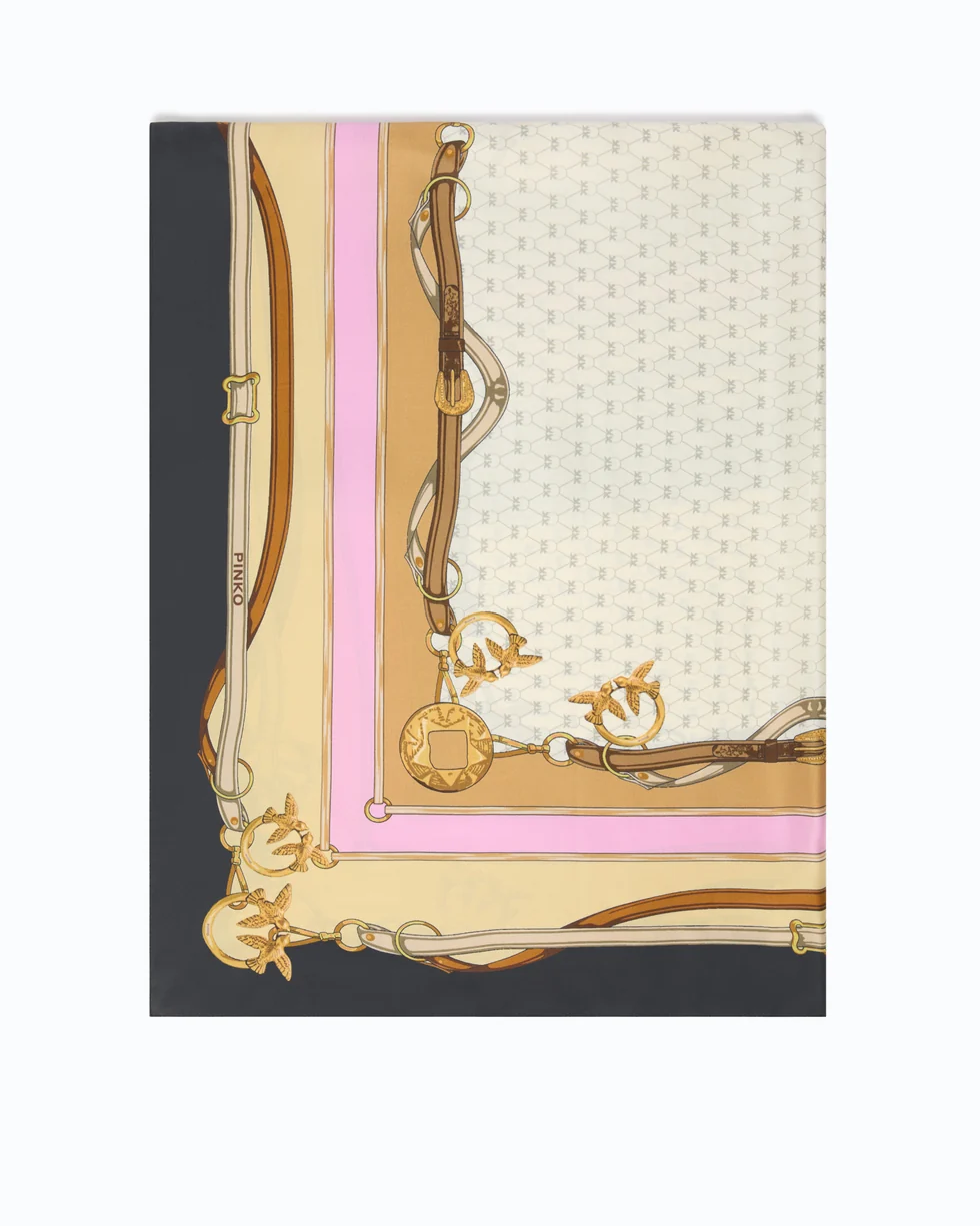 Foulard con stampa multicolor 106656A39N ZC8 PINKO Mult. nero/beige 