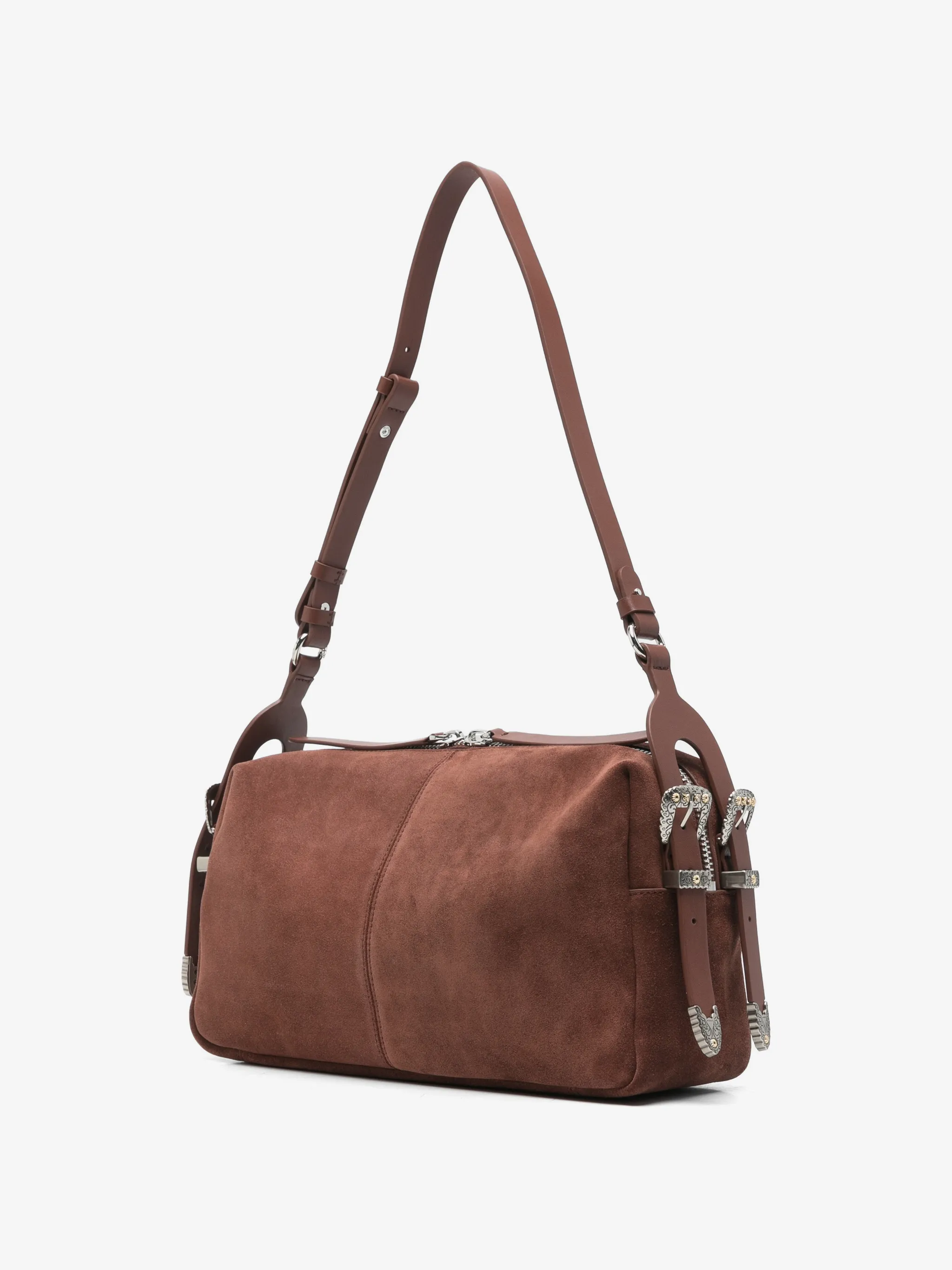 Borsa in suede con tracolla 106676A0F6 L88O PINKO Castano intenso-old silver 