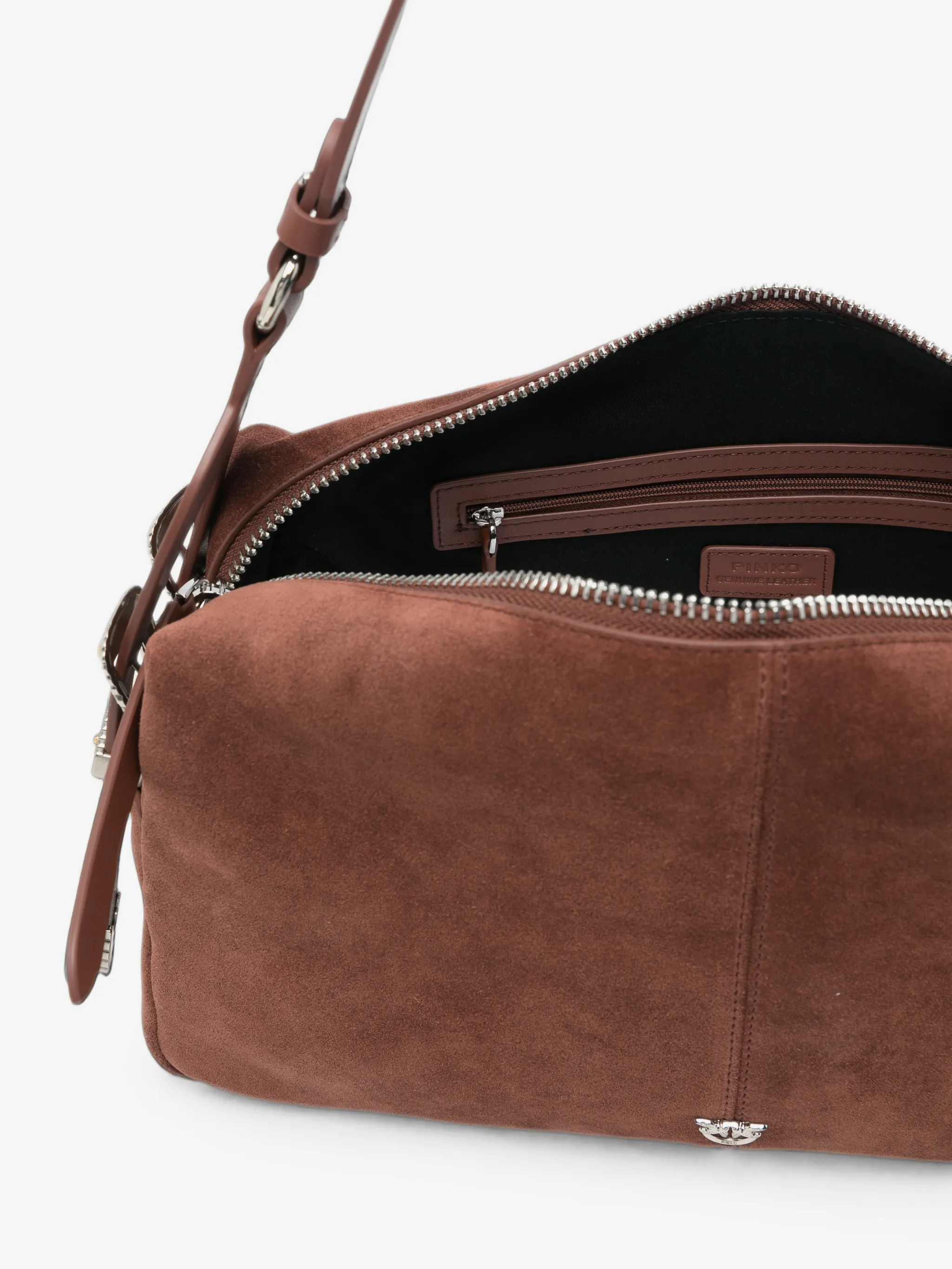Borsa in suede con tracolla 106676A0F6 L88O PINKO Castano intenso-old silver 