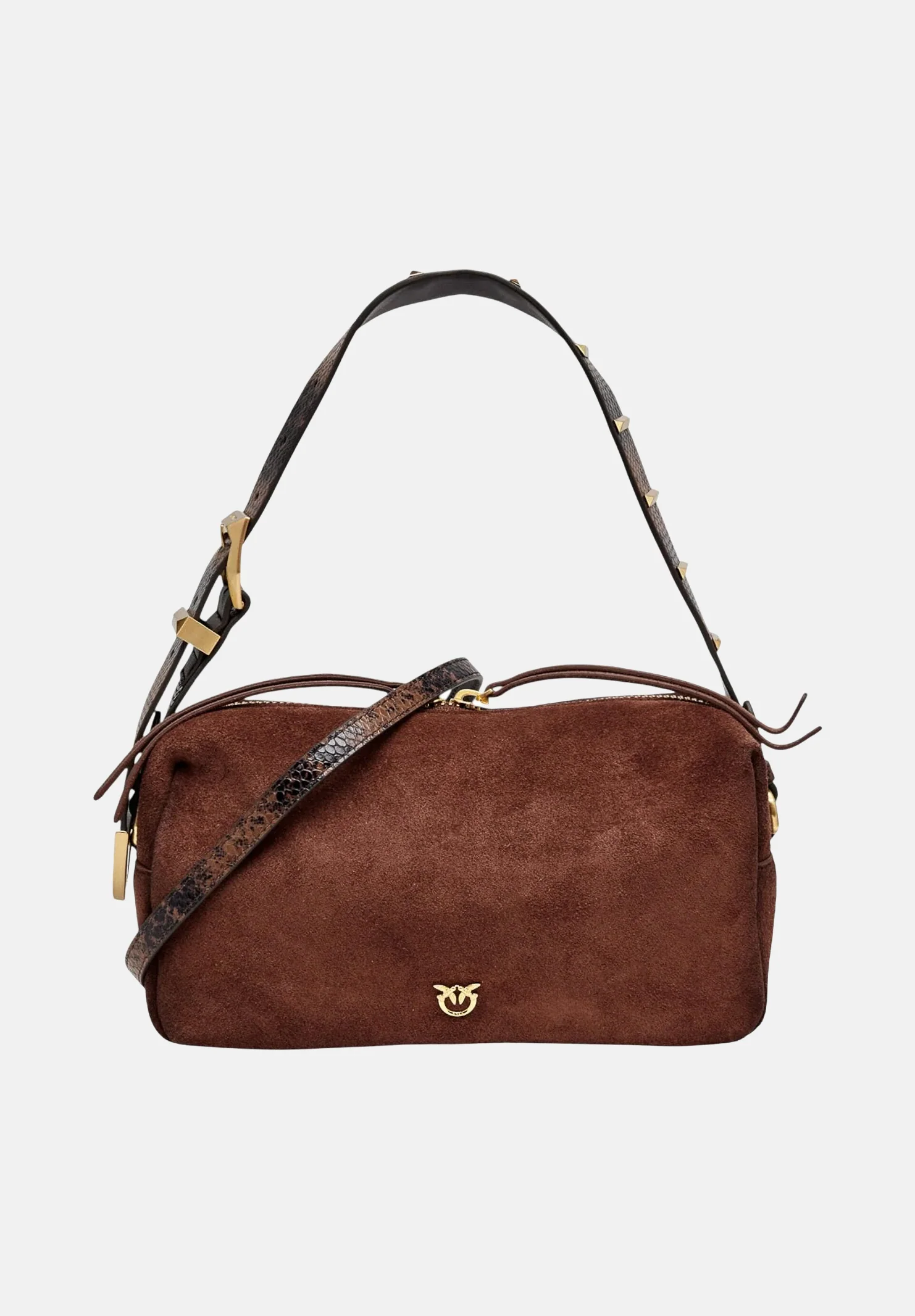 Borsa in suede con tracolla 106761A3DB L88J PINKO Castano intenso-matt gold 